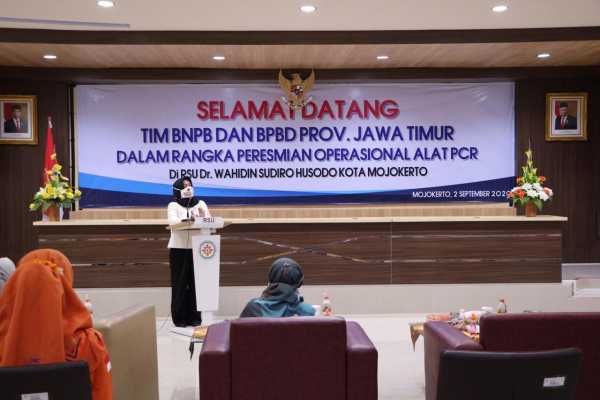 "WALIKOTA MOJOKERTO" TERIMA BANTUAN ALAT PCR DARI  BNPB